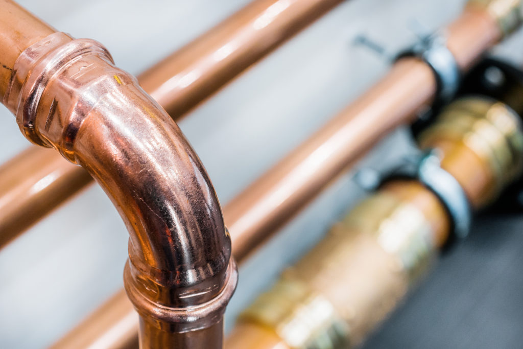 Close-up of copper piping.